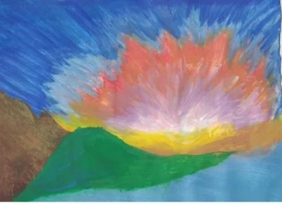 Pintura de un volcán